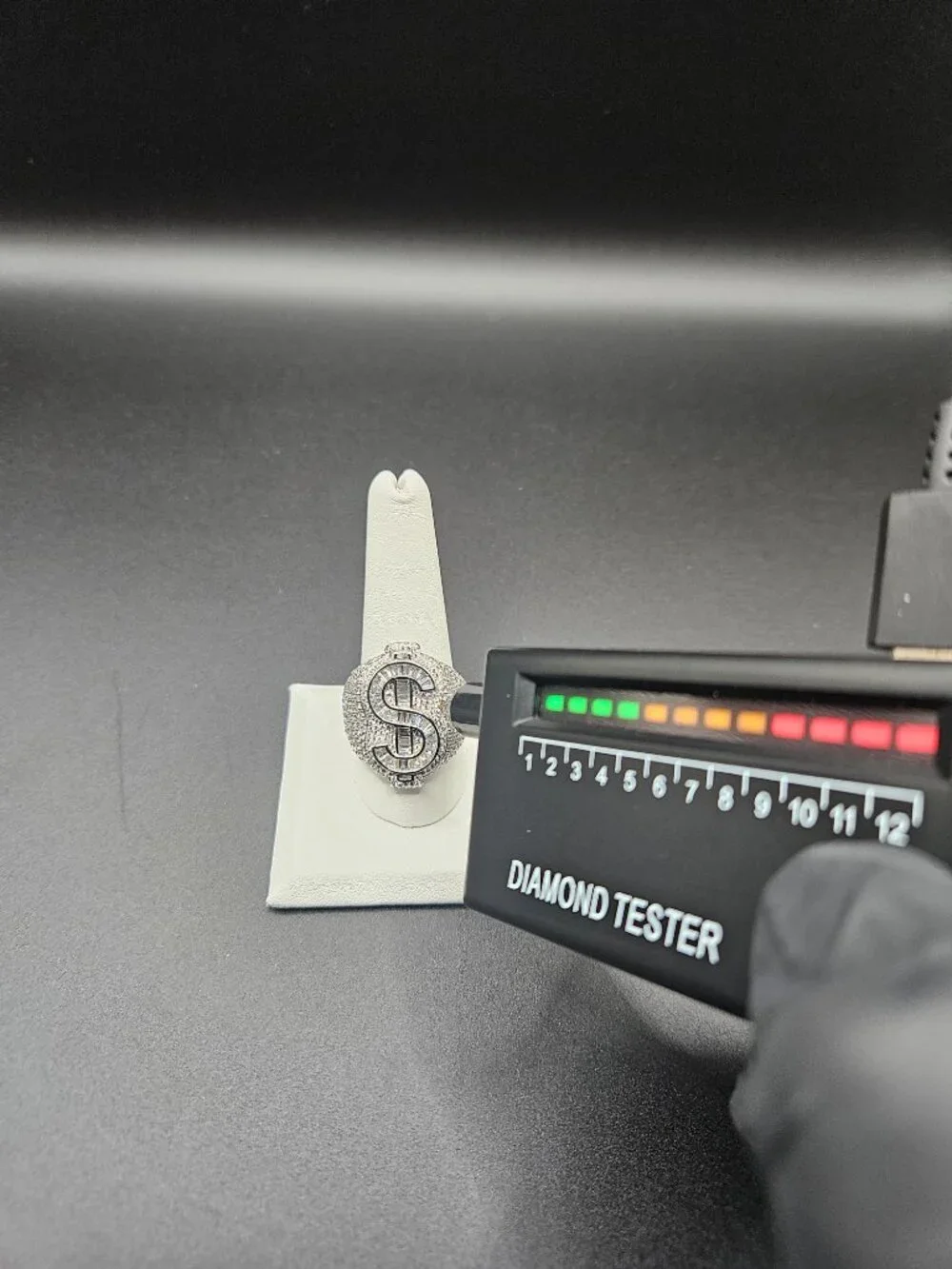 925 Sterling Silver Moissanite Dollar Sign Ring 5ctw Size 10